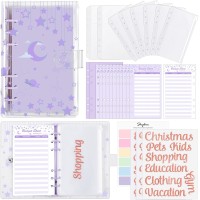 SKYDUE Budget Binder With Cash Envelopes & Expense Budget Sheets - Clear Purple