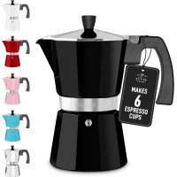 Zulay Premium Moka Pot Espresso Leak Proof Stovetop Espresso - Makes 6 Espresso Cups - Black