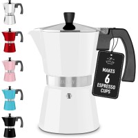 Zulay Premium Moka Pot Espresso Leak Proof Stovetop Espresso - Makes 6 Espresso Cups – White 
