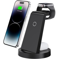 Wireless 3-in-1 Charging Docking Station & Stand for Apple Products Multiple Devices – Black