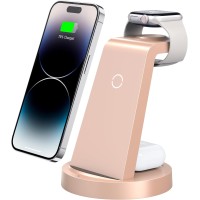 Wireless 3-in-1 Charging Docking Station & Stand for Apple Products Multiple Devices – Rose Gold