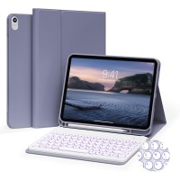 iPad (A16) 11th Gen 11 inch Keyboard Case, 7-Color Backlit Wireless Bluetooth Keyboard & Soft Back Shell with Pencil Holder - Blue Gray