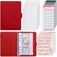 SKYDUE Budget Binder with Cash Envelopes & Expense Budget Sheets - Red