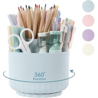 SKYDUE 360 Degree Rotating Desk Organizer Pencil & Pen Holder - 5 Slots - Blue
