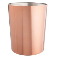 mDesign Metal Round Shaped Trash Waste Basket - Rose Gold