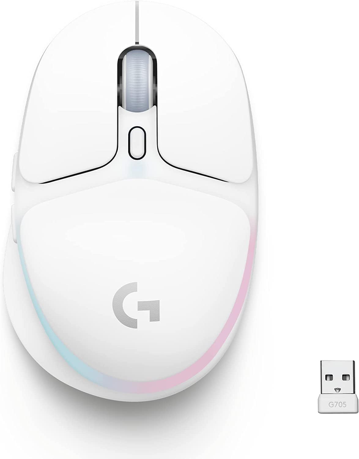 Logitech G705 Wireless Gaming Mouse, Customizable LIGHTSYNC RGB Lighting, Lightspeed Wireless - White