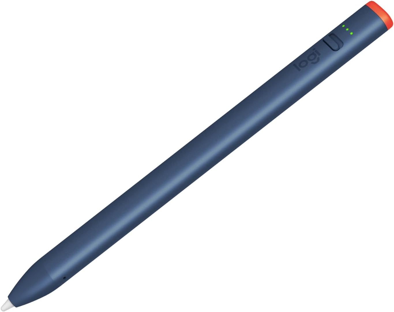 Logitech Crayon Digital Pencil for iPad models with USB-C ports featuring Apple Pencil Technology, Anti-roll Design, and Dynamic Smart tip.