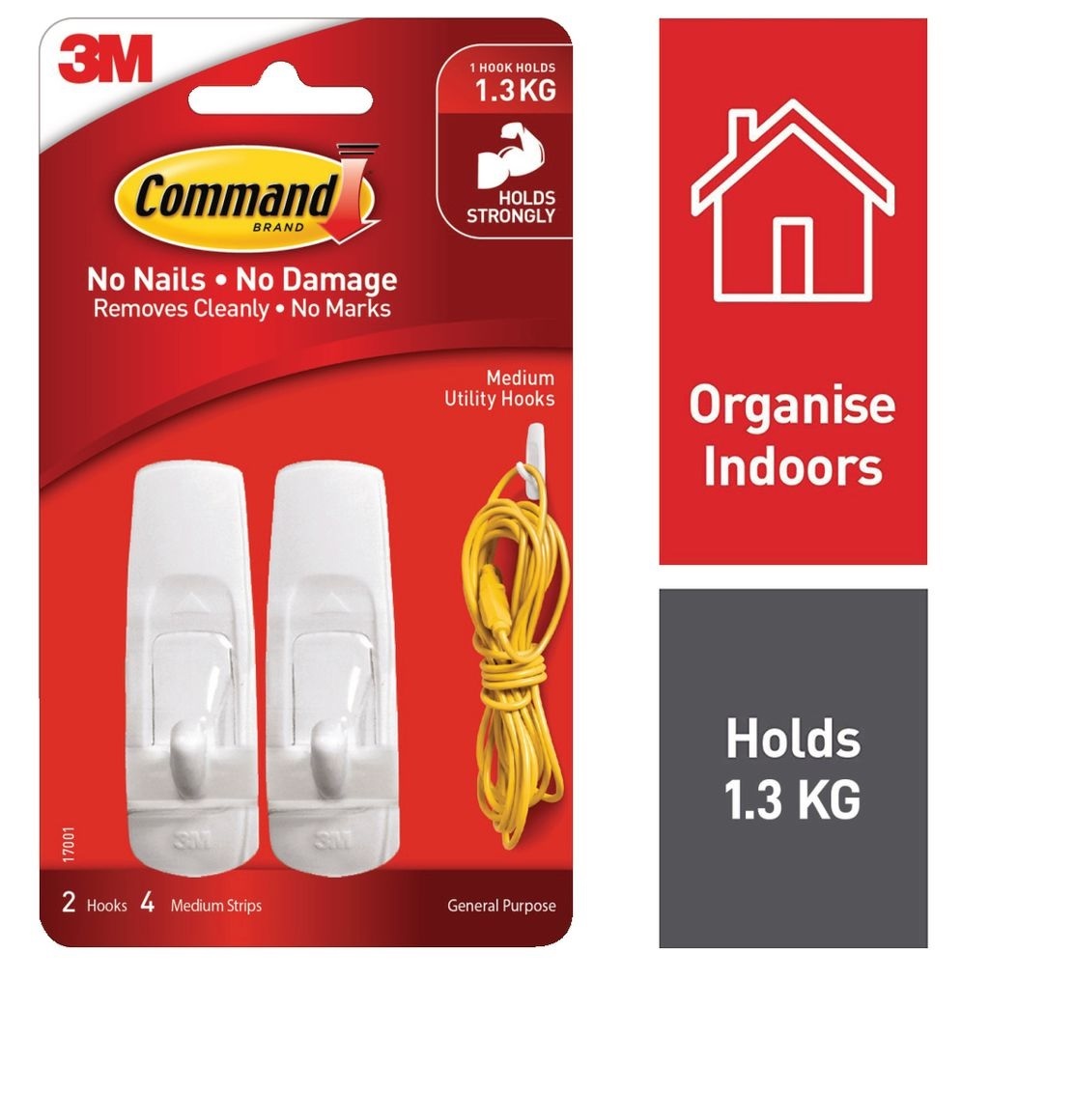 3M TAPE HOOK COMMAND MEDIUM 2/PACK