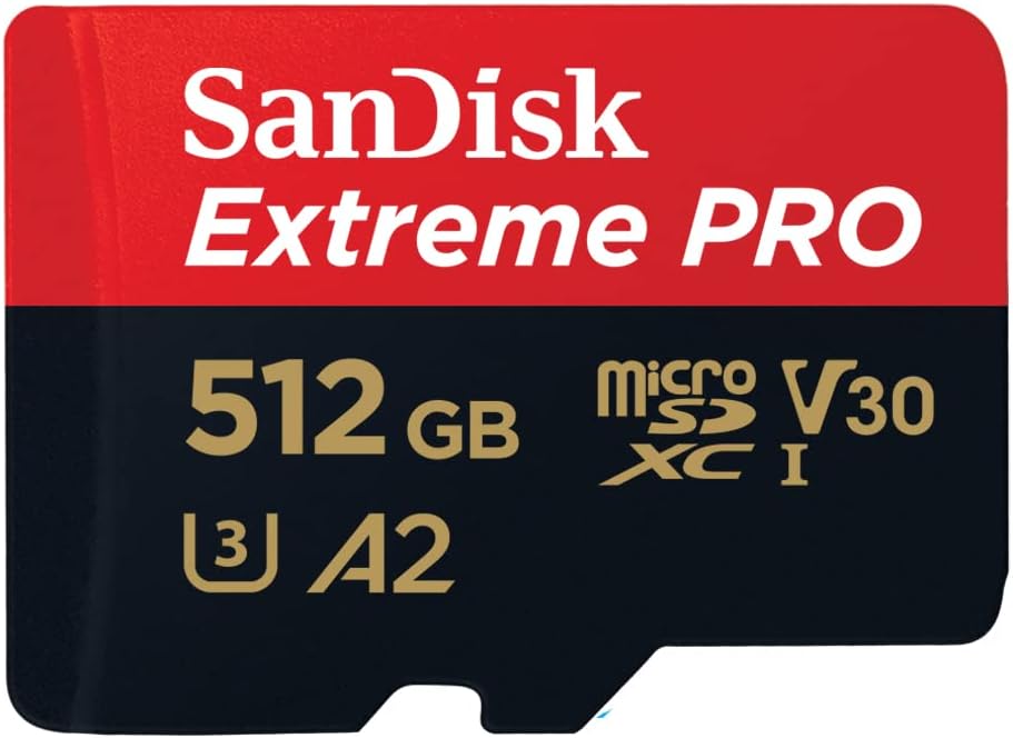 SanDisk Extreme PRO Micro SDXC UHS-I Memory Card 512 GB + Adapter And RescuePRO Deluxe