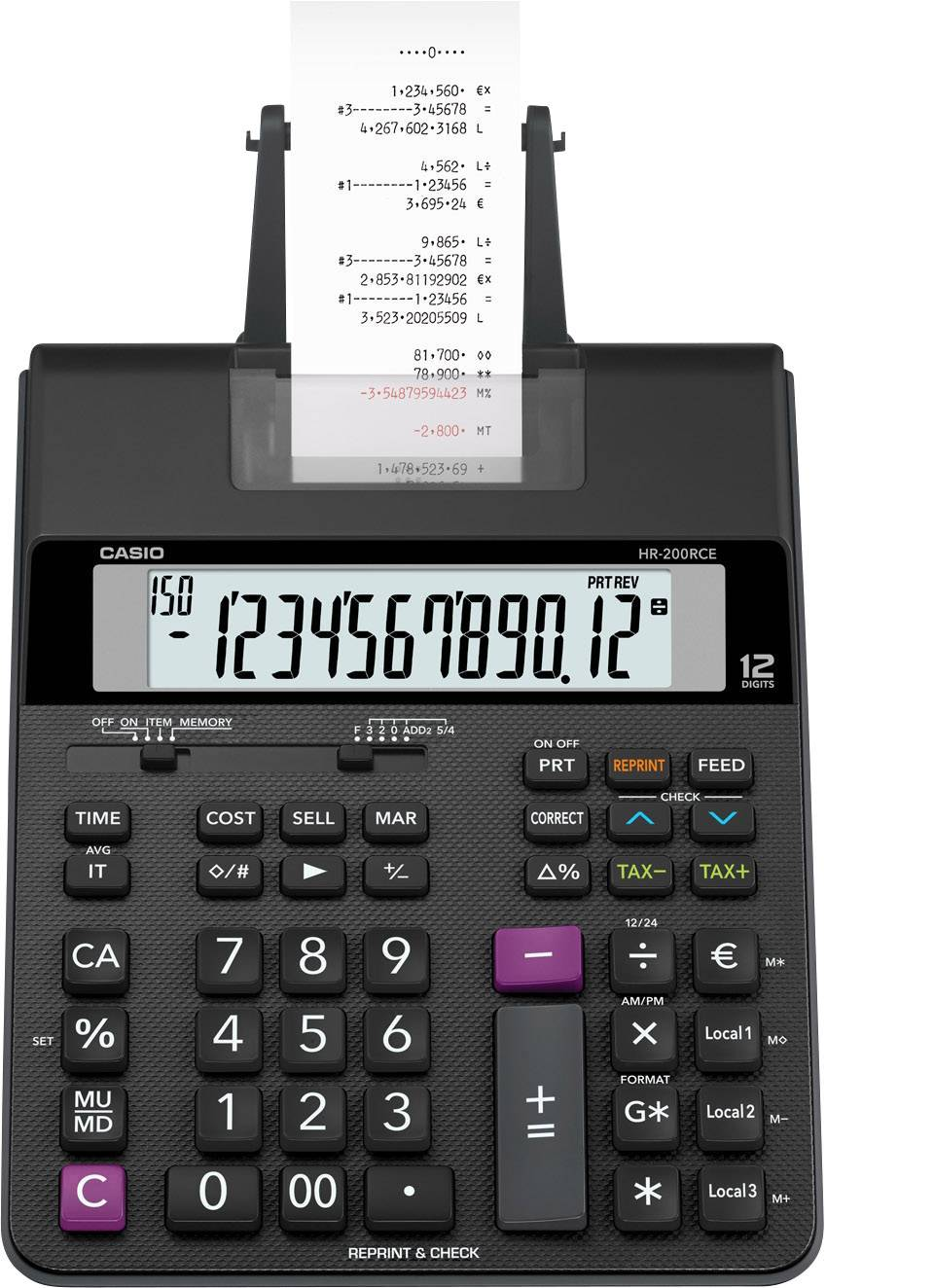 Casio HR200C Printing Calculator 12-Digit LCD