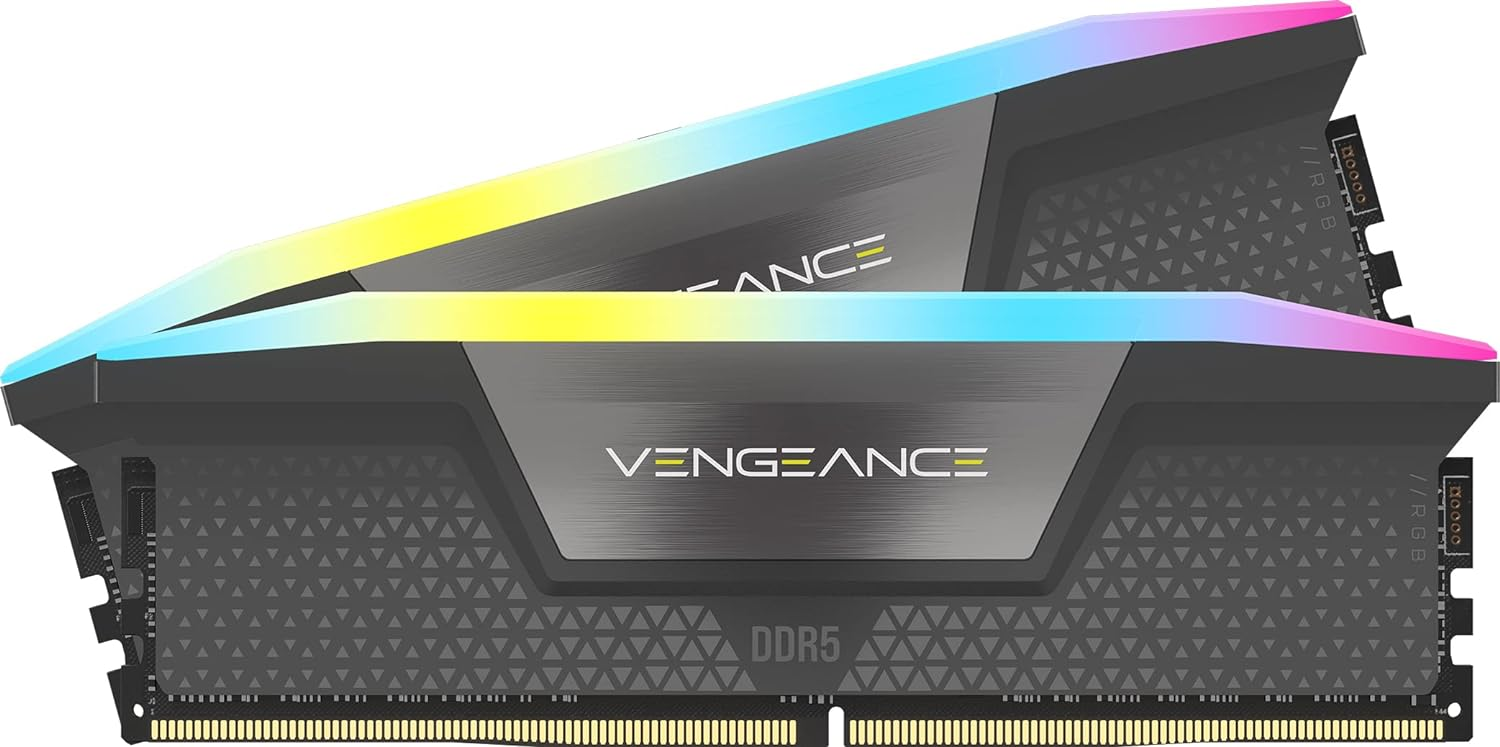 CORSAIR VENGEANCE RGB DDR5 RAM 64GB (2x32GB) 6000MHz CL40 AMD EXPO iCUE Compatible Computer Memory - Gray