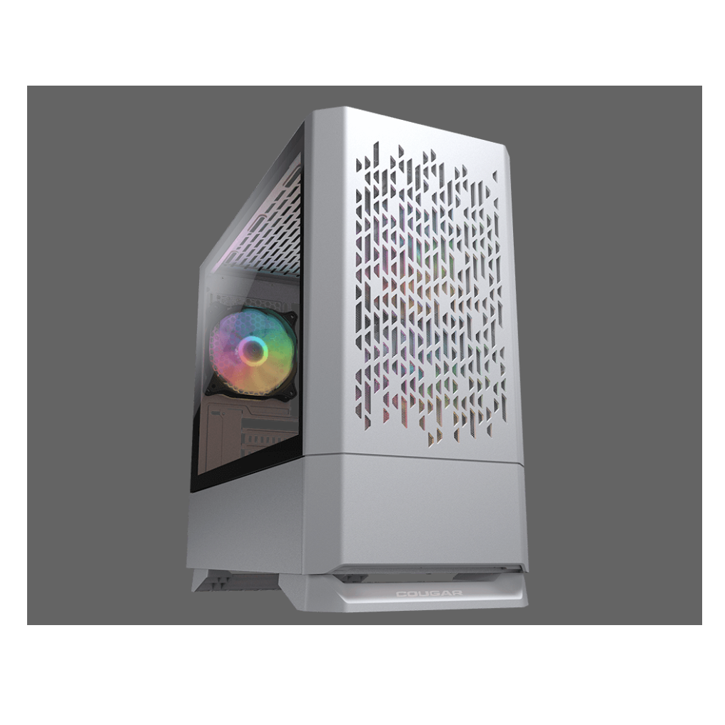 Cougar MG140 Air RGB (White) Compact ARGB No Power Supply Mini ITX/Micro ATX Mini Tower Case w/ Modern Patterned Air Vents and Window