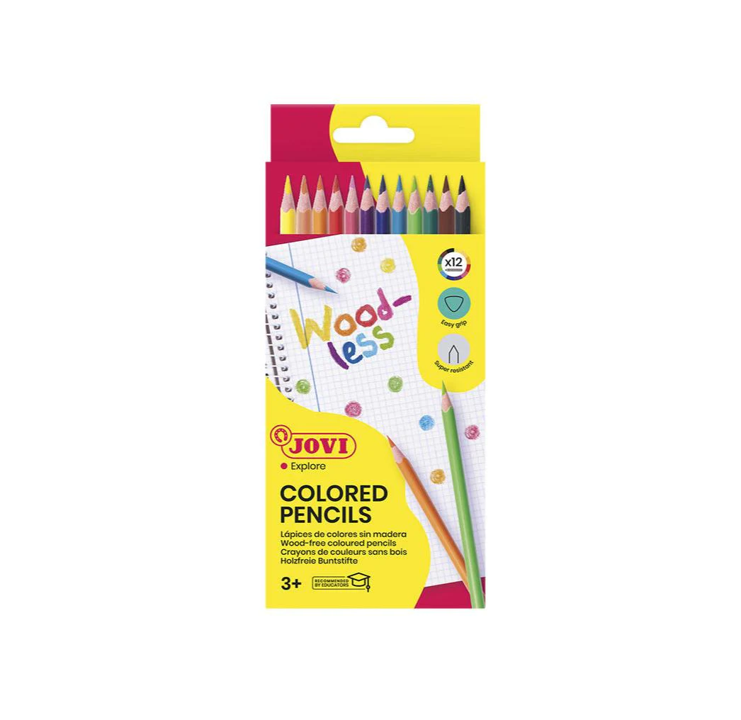 Jovi Triangular Coloured Pencils Woodless Pack 12