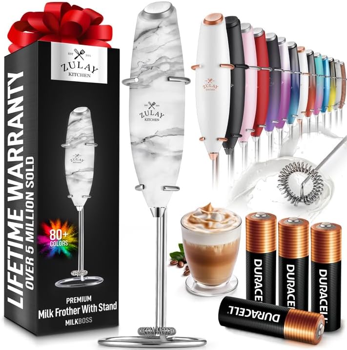 Zulay Powerful Handheld Milk Frother Foam Maker - Crystal Quartz