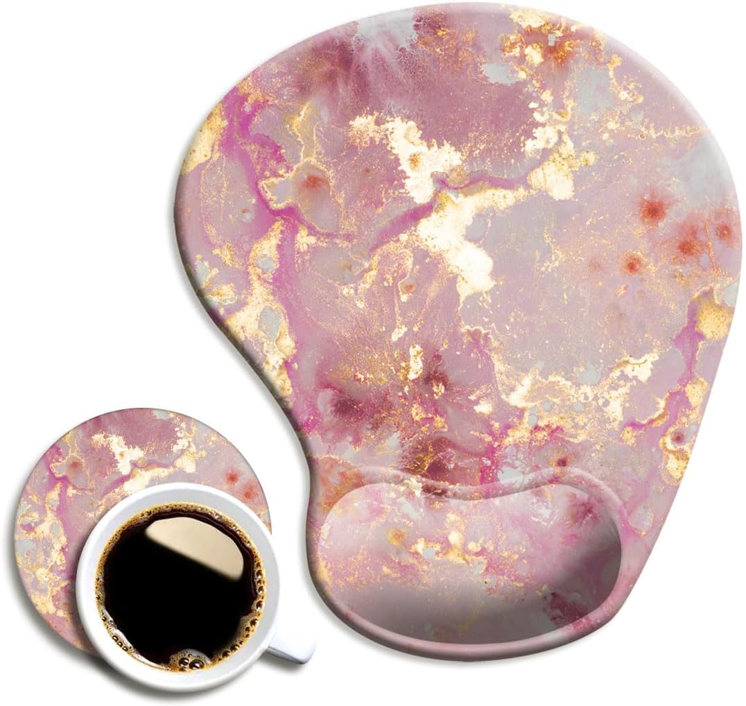 Dooke Ergonomic Mouse Pad With Gel Wrist Support - Luxury Marble